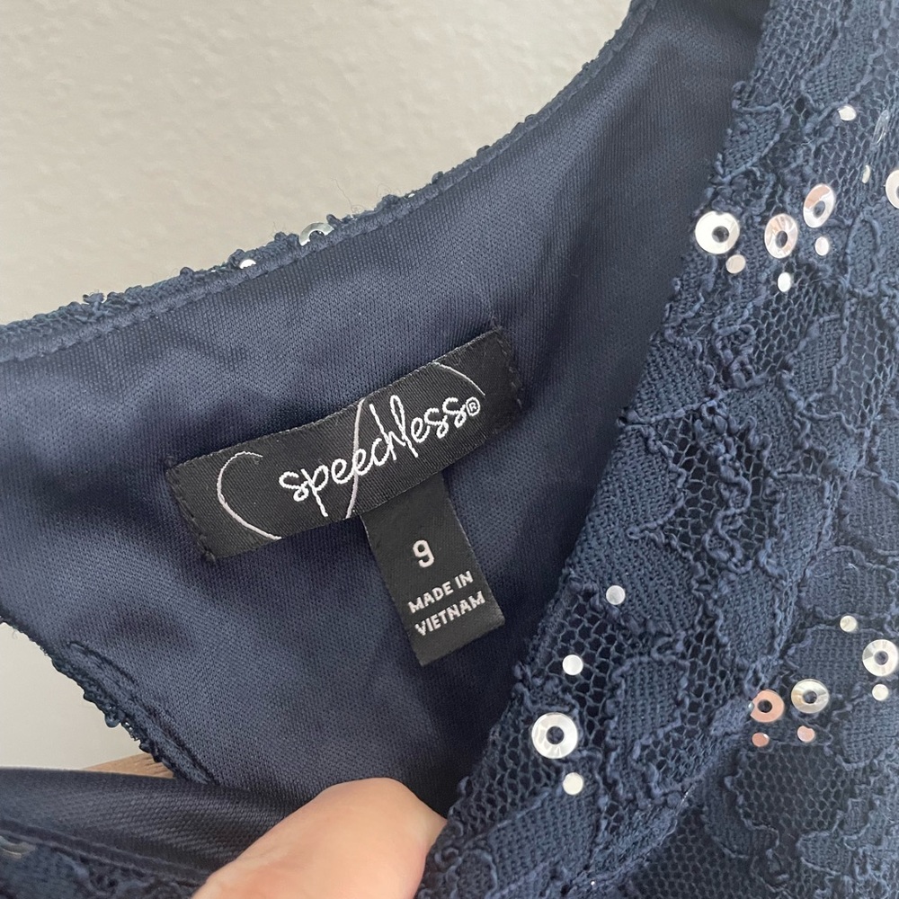 Navy Speechless Sequin Dress. - image 3